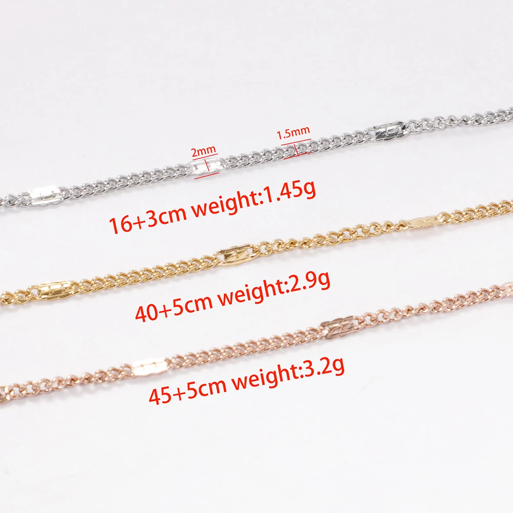 5 Stuks 304 Roestvrij Staal 1.5Mm Brede Golfketting 16Cm 40Cm 45Cm Lange Ketting