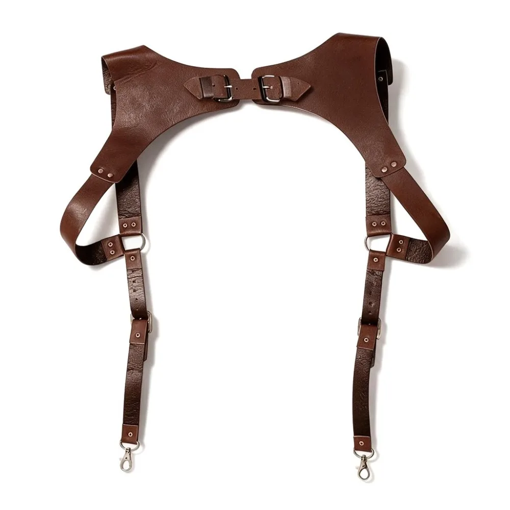 Adjustable Men's Retro Shoulder Strap Punk Leather for Men's Strap H Design, Back Support with Metal Hook 1pcs