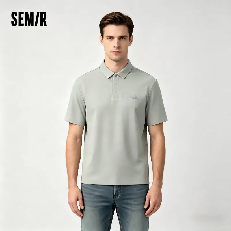 Semir Men Polo Shirt Solid Color Cool Feeling Business Lapel Knit 2026 Summer Urban Casual Style Soft Comfy Office Top