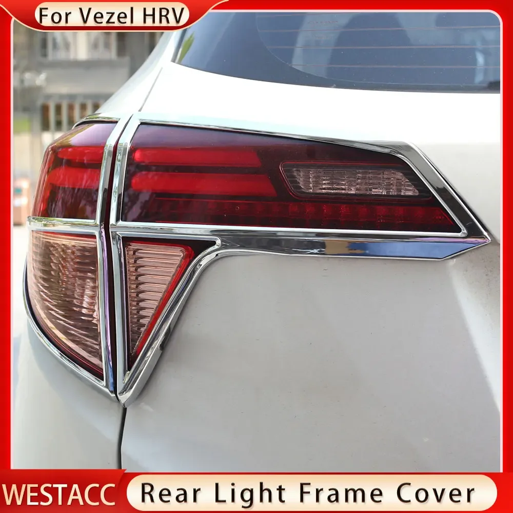 4Pcs ABS Chrome Car Rear Back Light Lamp Decoration Sticker Cover Trim for Honda HRV HR-V Vezel 2014 - 2020 Accessories