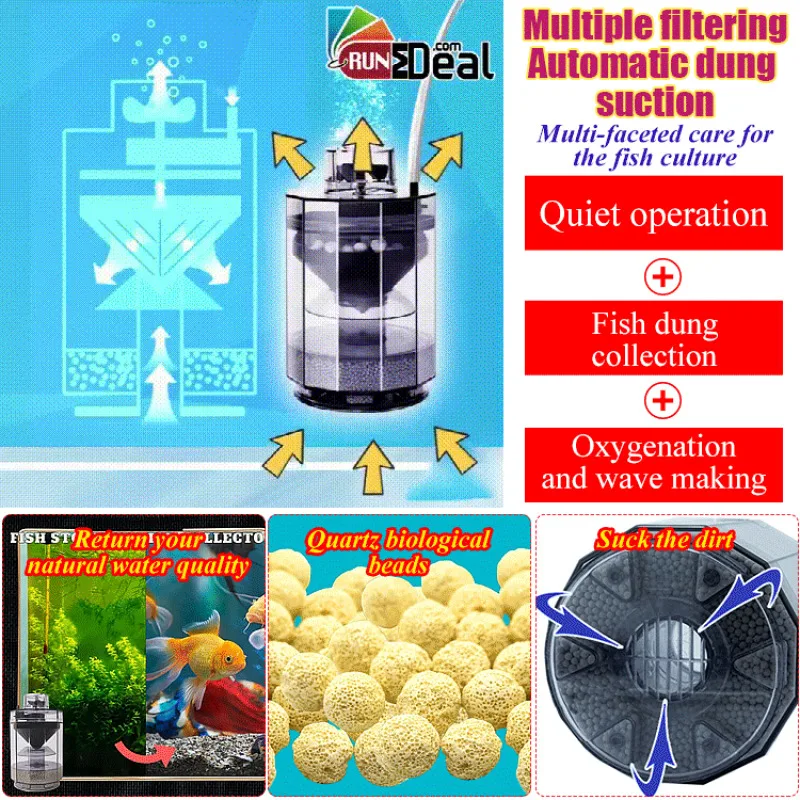 Fish Stool Suction Collector Aquarium Tank Fully Automatic Fish Poop Stool Suction Separator Filter Collector Vacuum cleanup