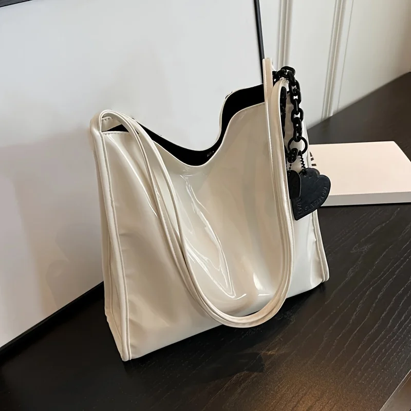 

Fashionable Large Capacity Tote Bags for Women, New Commuting Leather Shoulder Bag, Solid Color Simple and Versatile Handbag