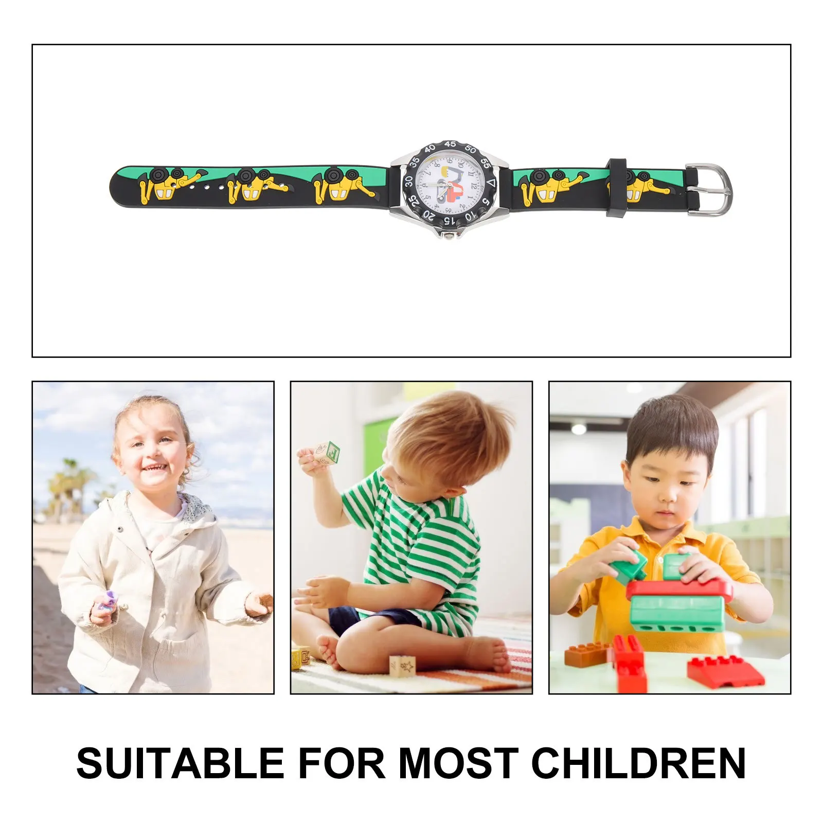 Quartz Watch Fun 3D Pattern Strap Wristwatch Lightweight Shockproof for Learning Time Gift for Students