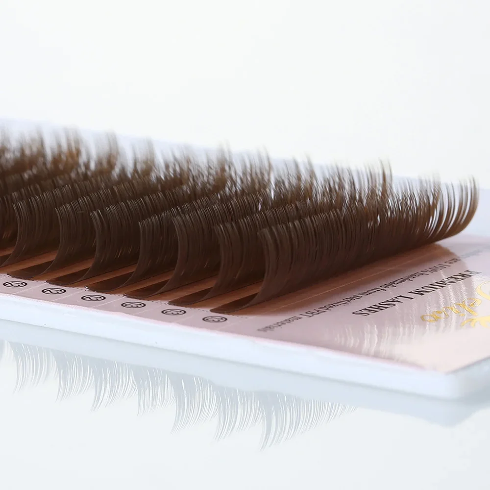 Yelix 10-13mm Mixed Tray Light Brown Silk Eyelash Extensions Professional Synthetic Mink Lashes Semi-permanent False Eyelashes