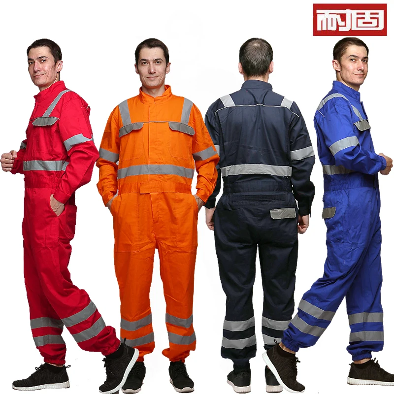 

Summer Thin One-Piece Workwear Men's Suit Cotton Reflective Strip Work Clothes Labor Protection Clothing Construction Site Machine Repair Workshop Rescue