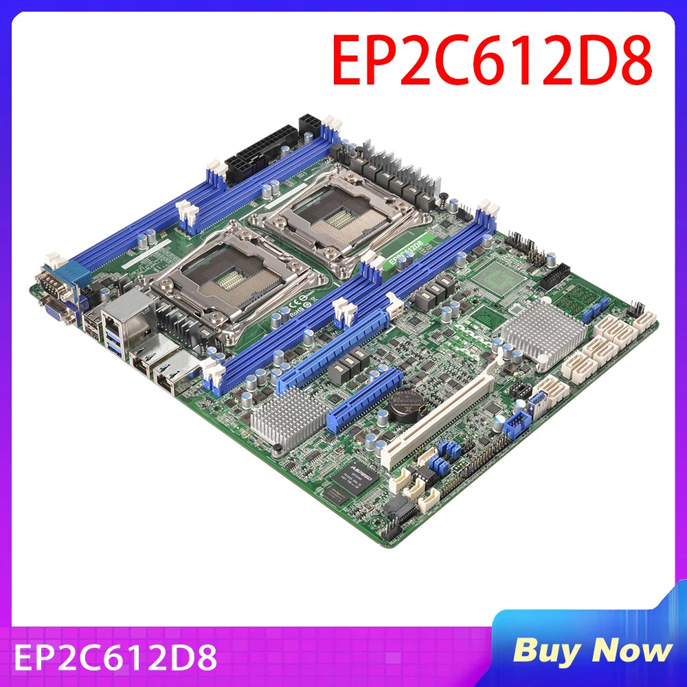 Server Motherboard For ASROCK DDR4 ATX Support R3 E5-2600/4600 V3 EP2C612D8