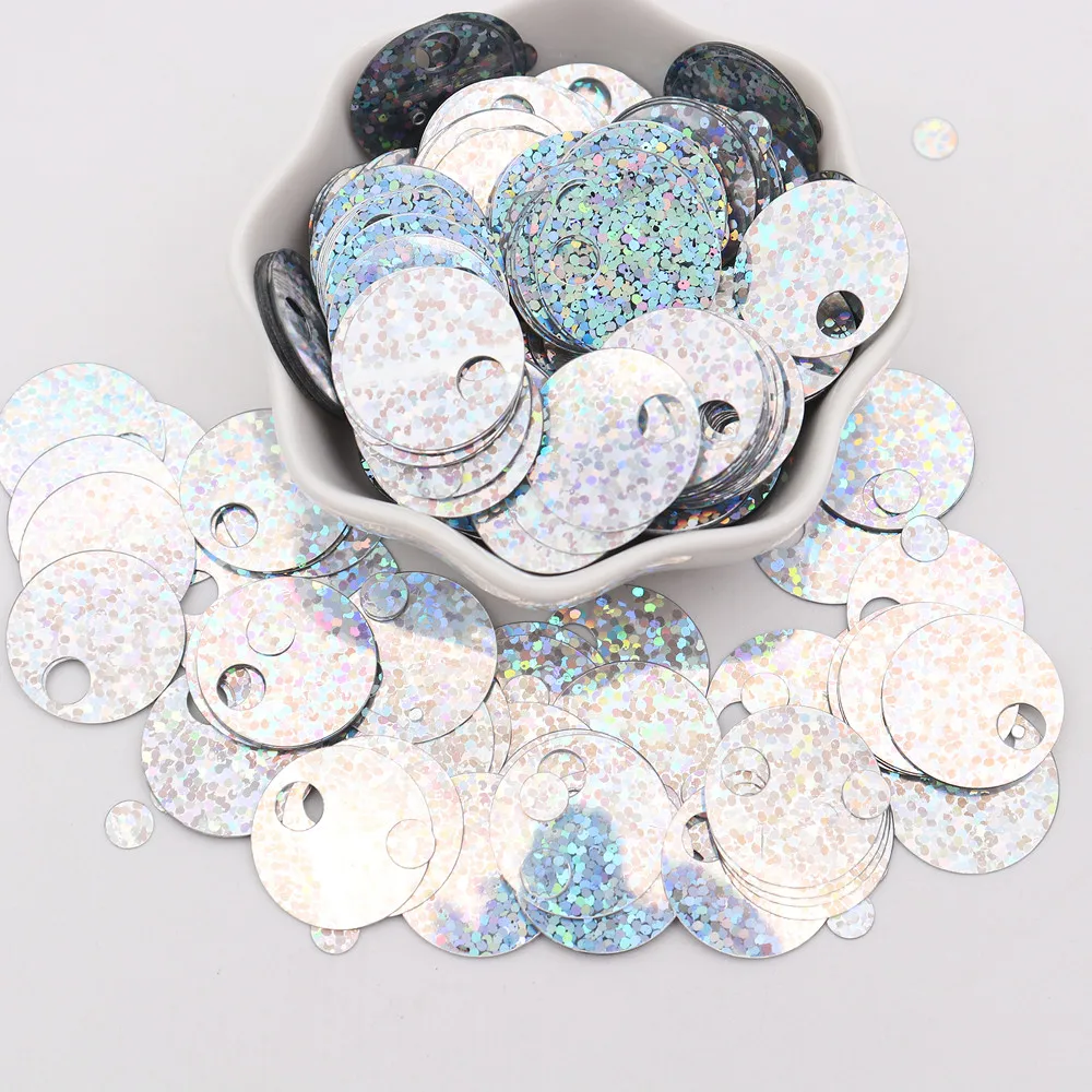 20g 20mm Flache Runde Pailletten mit Großem Loch Lose Pailletten für Basteln Kunst Schmuckherstellung Nähen Stickerei Partydekoration – Detail 12