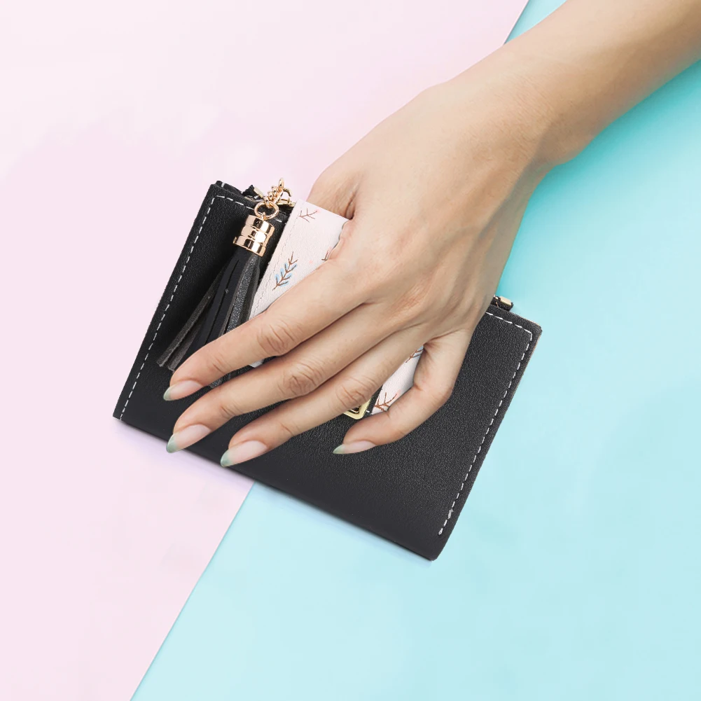 Damen-Mini-Geldbörse mit Verschluss aus Metall und Reißverschluss, niedliche Geldbörse, kurze Geldbörse, Kreditkartenetui, kleine Handtasche.