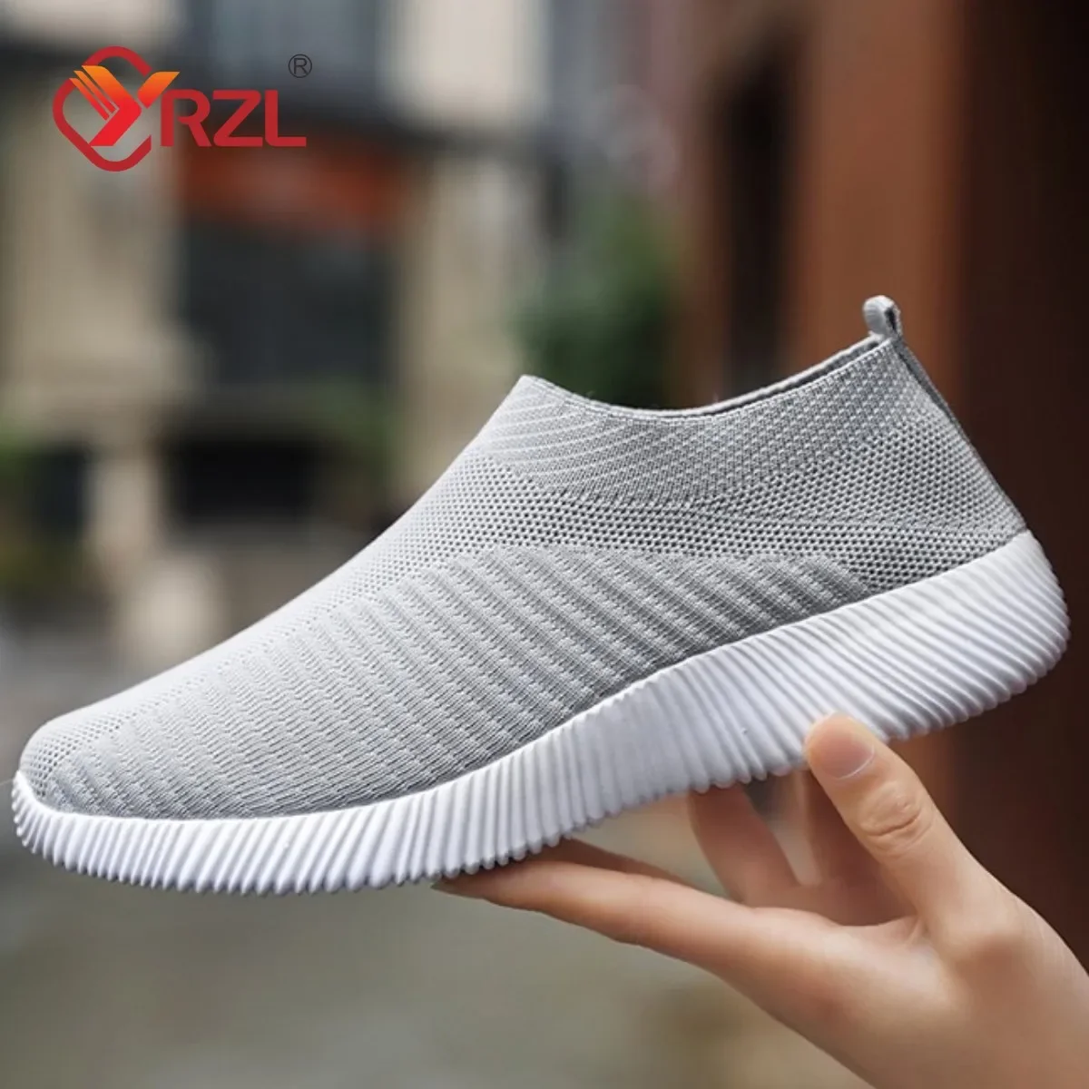 

YRZL Womens Shoes Knitting Sock Sneakers Women Flat Shoes Casual Breathable Comfortable Slip on Flats Walking Shoes for Women