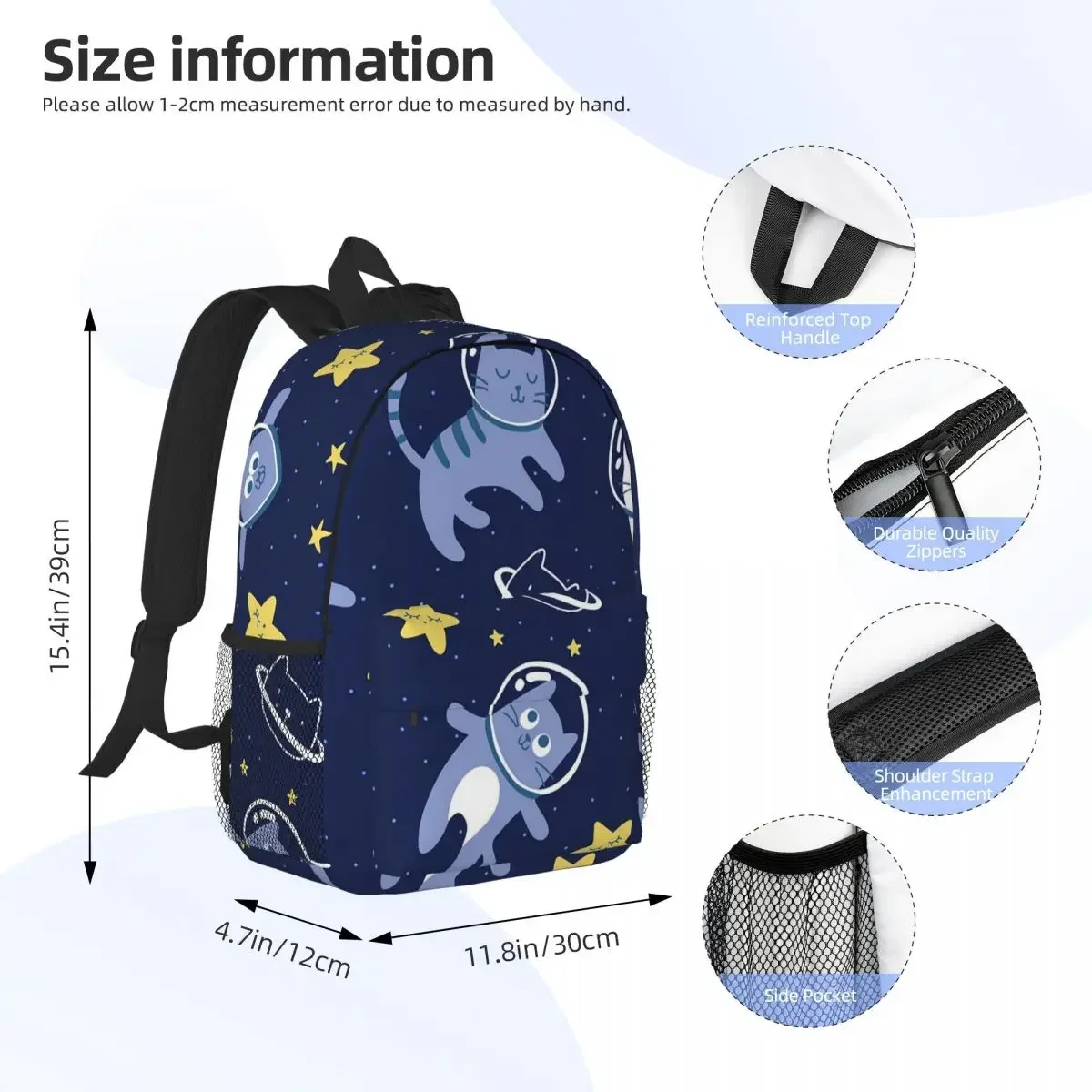 Space Cats - FIIIRE Backpacks Boys Girls Bookbag Casual Students School Bags Laptop Rucksack Shoulder Bag Large Capacity