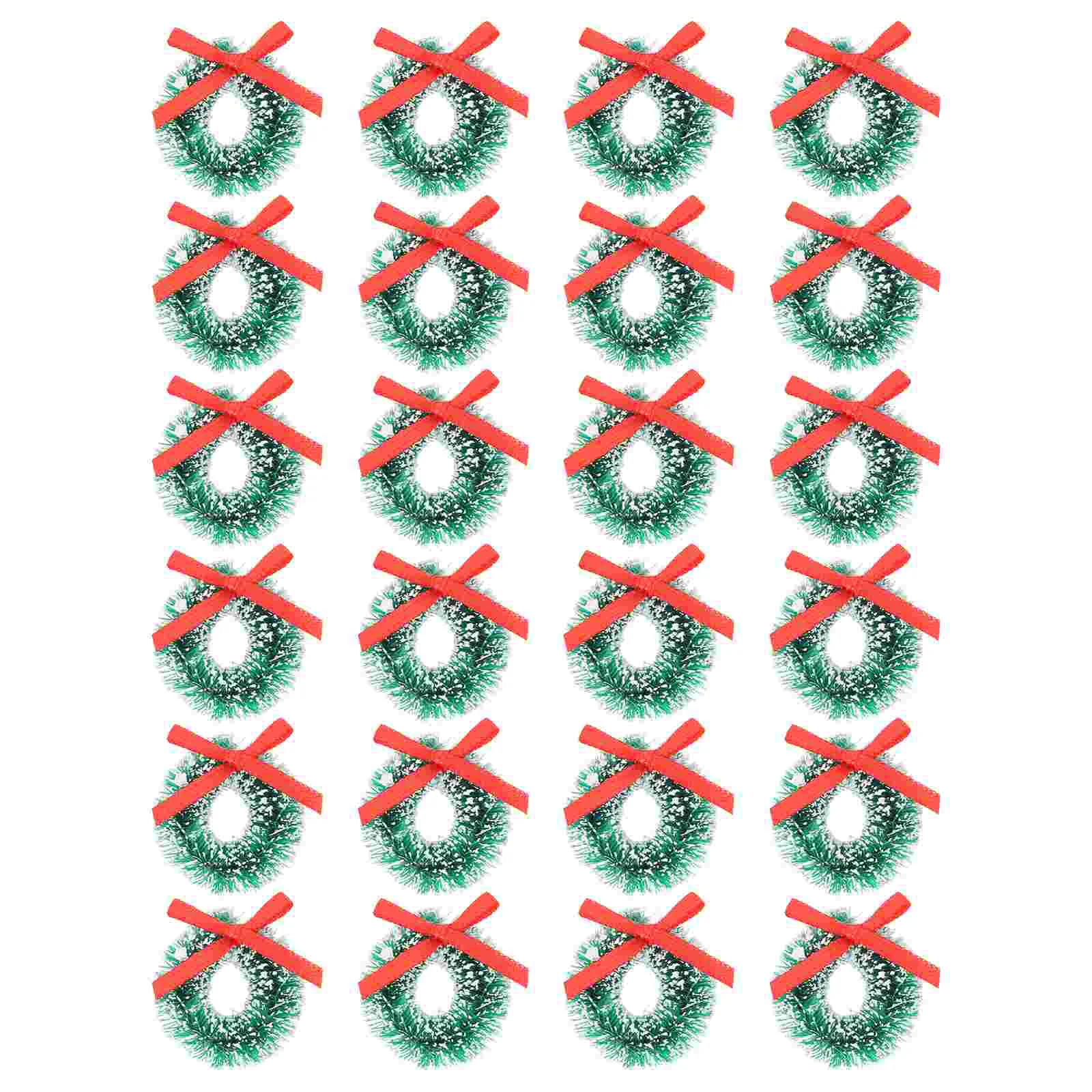 24 Pcs Christmas Decorations Indoor Wreath Mini Hanging Garland Simulation Set Green