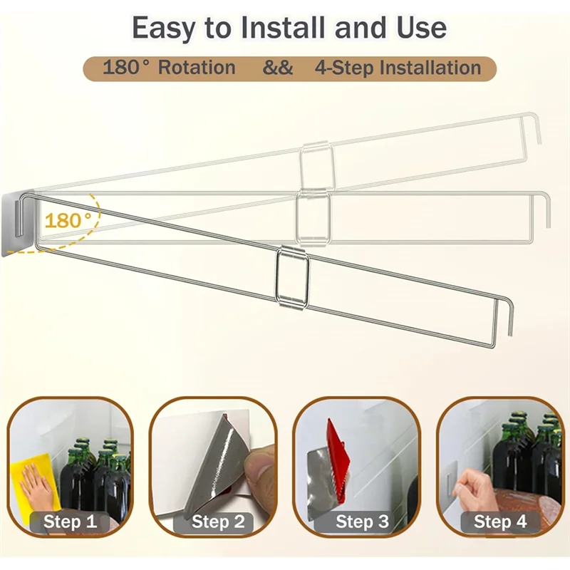Fridge Storage Rods For RV Kitchen, For RV Corner Shelf Rod, Adjustable 13.98-25.59 Inch,Fridge Bars(2 Packs)