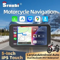 Srnubi 5 ''pulgadas motocicleta Carplay navegación GPS Android Auto Motor pantalla IPS IP67 fácil de instalar Universal