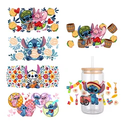 Disney Stitch Lilo Cartoon Pattern UV DTF Transfer Sticker Waterproof Transfers Decals For 16oz Glass Cup Wrap Stickers