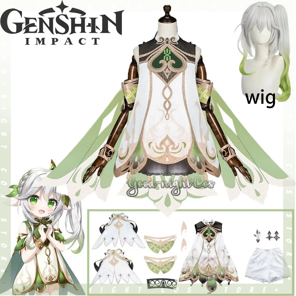 

Game Genshin Impact Sumeru Grass God Nahida Cosplay Dress Anime Halloween Cape Female Costumes Cute Ears Lolita Accessories Set