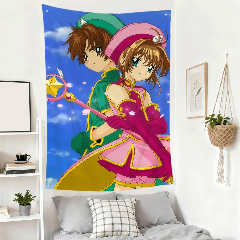 Cartoon Anime Cute Girl C-Cardcaptor S-Sakura Flag Room Hogar Dorm Home Camp Outdoor Banner Party Club Wall Hanging Decor Gift