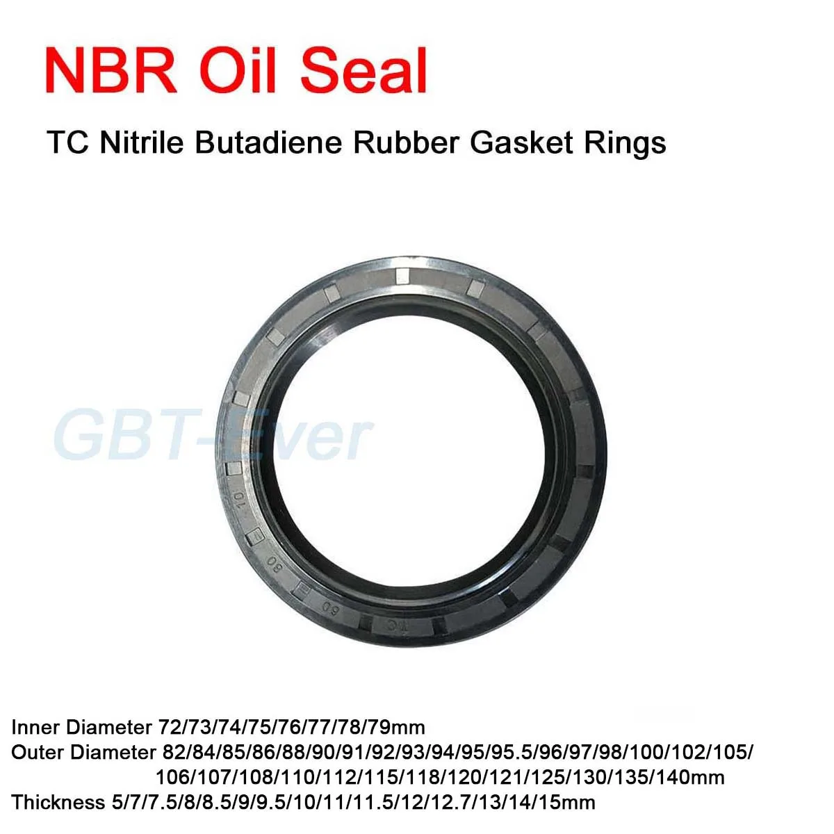 1Pcs NBR Framework Oil Seal ID 72/73/74/75/76/77/78/79mm TC Nitrile Butadiene Rubber Gasket Rings Cover Double Lip with Spring