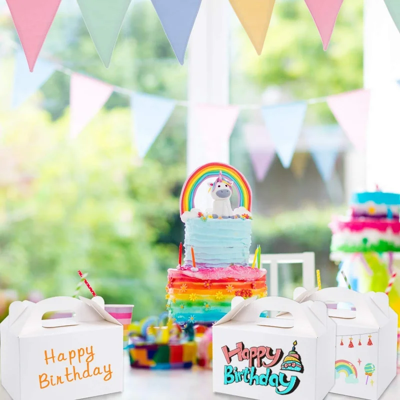 Kunden spezifisches Produkt umwelt freundliche weiße Papp party bevorzugung boxen Papier falten Hochzeits geschenk box Kraft papier bonbon kuchen box