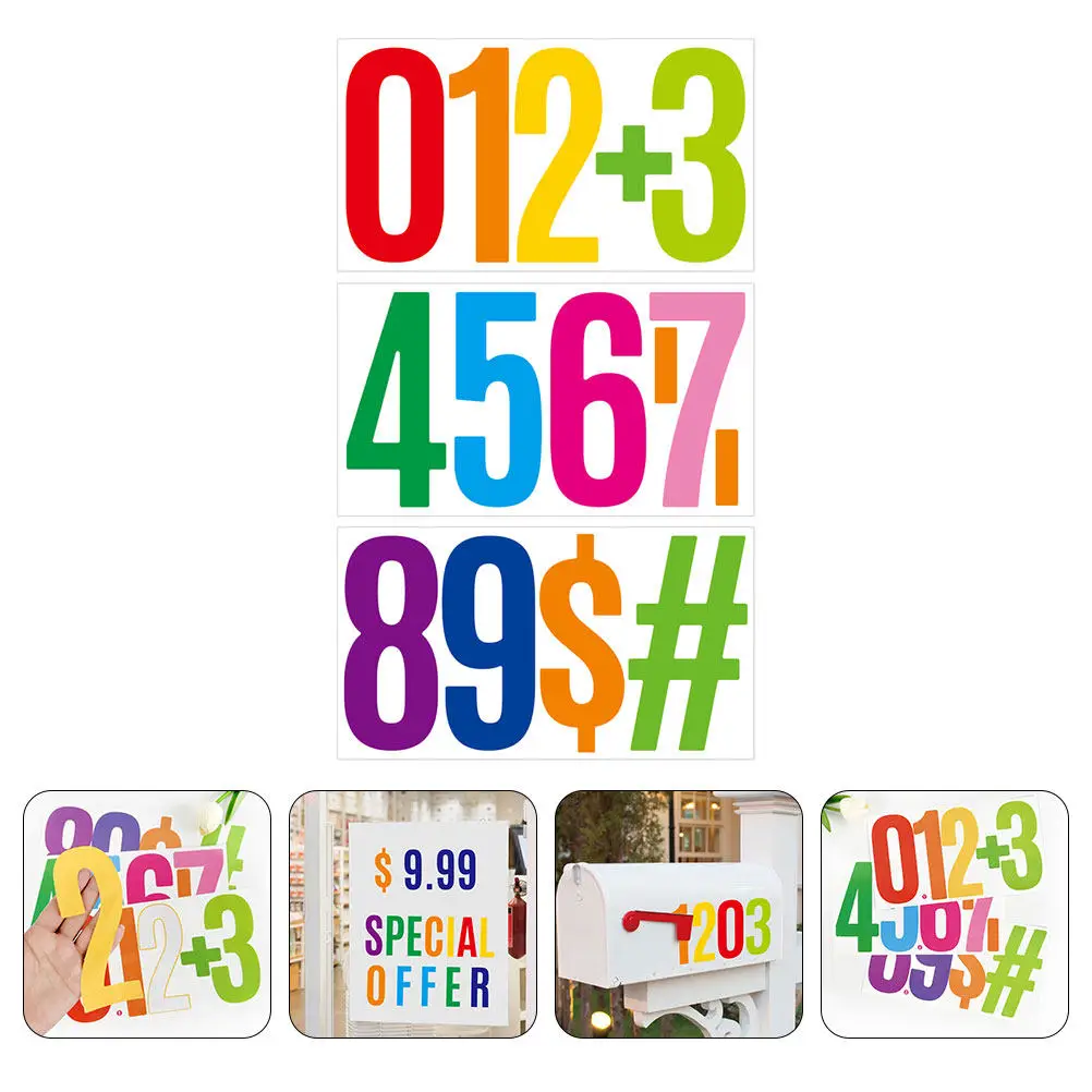 

3Sets Colorful Number Stickers Self Adhesive Waterproof Vinyl Mailbox Decals House Address Number for Door Cars