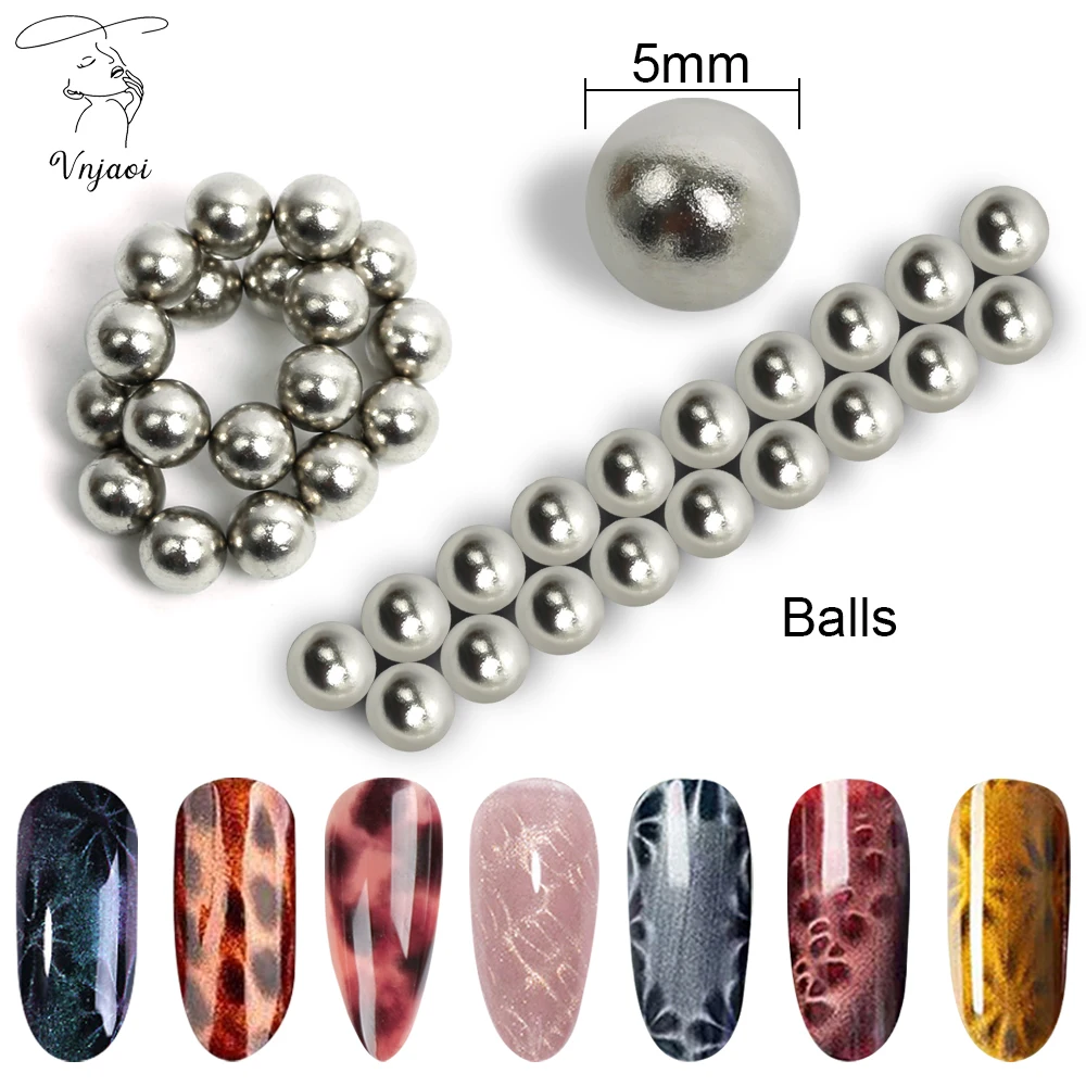 20 Stks/set 5Mm Ronde Magneetballen Multifunctionele Nagels Sprankelende Bloem Carving Cat 'S Eye Magneet Nail Art Tool, Kan Worden Gedemonteerd