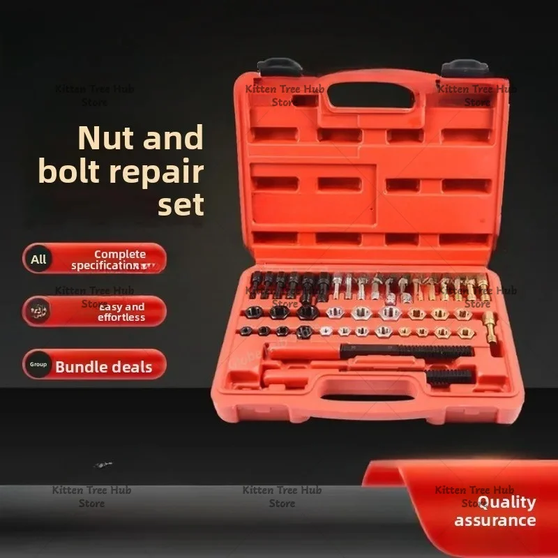 42-piece Set of Damaged Nut and Screw Repair Kit, Rusty Screw Repair Tool, Tap and Die Repair Kit