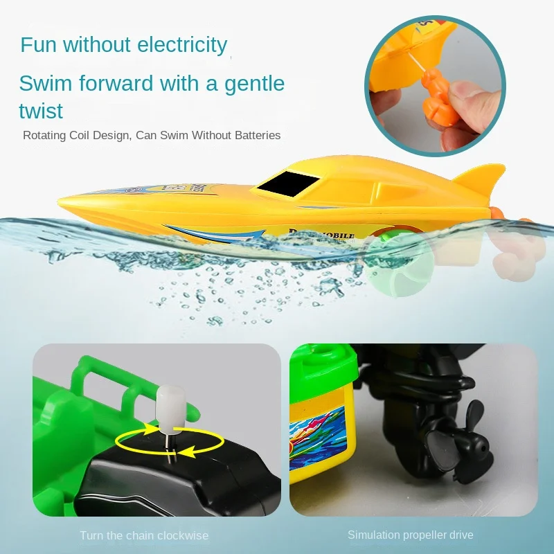 Baby Bath Children Water Play Boat Sailboat Motorboat Speedboat Yacht Wind-up Clockwork Floating Toys in The Water