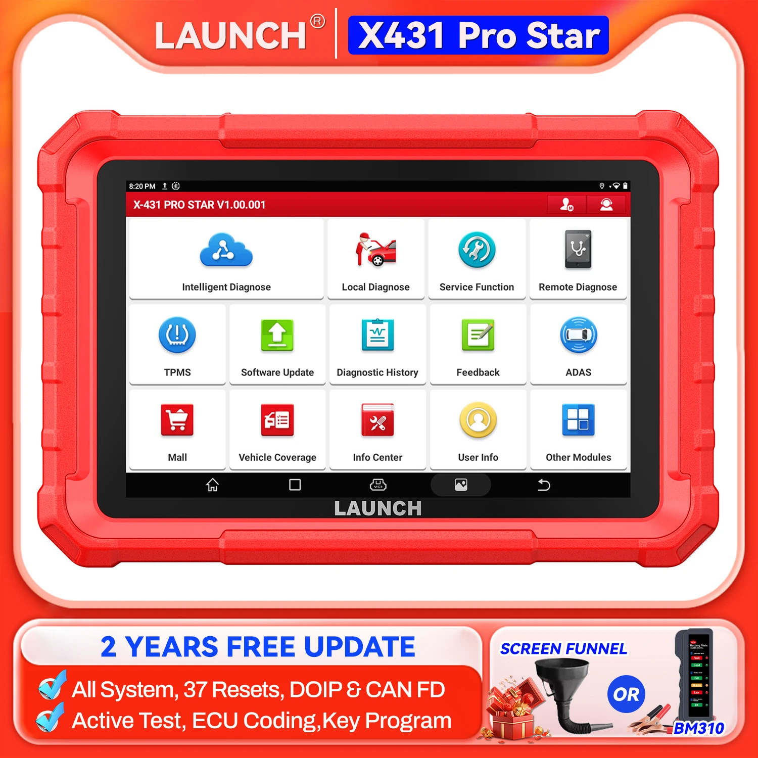 

LAUNCH X431 Pro Star Bidirectional Scan Tool 37+ Resets ECU Coding All System Diagnostic Scanner All in One OBD2 Scanner CAN FD