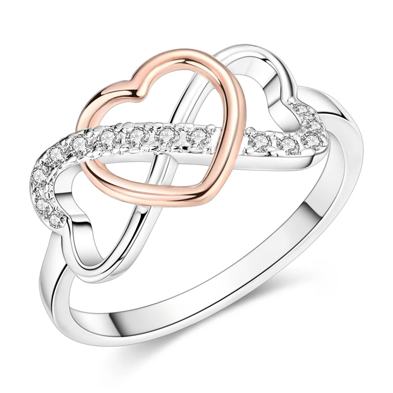 Original 925 Sterling Silver Sparkling Valentine's Day Infinity Love Ring For Women Girls Jewelry Birthday Anniversary Gifts
