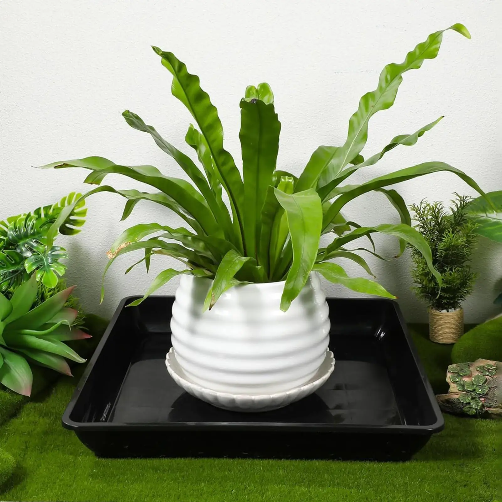 2pcs Square Plant Saucer 35cm Plant Saucer Tray Thickened water tray, black horticultural flowerpot for Home Garden Supplies ﻿