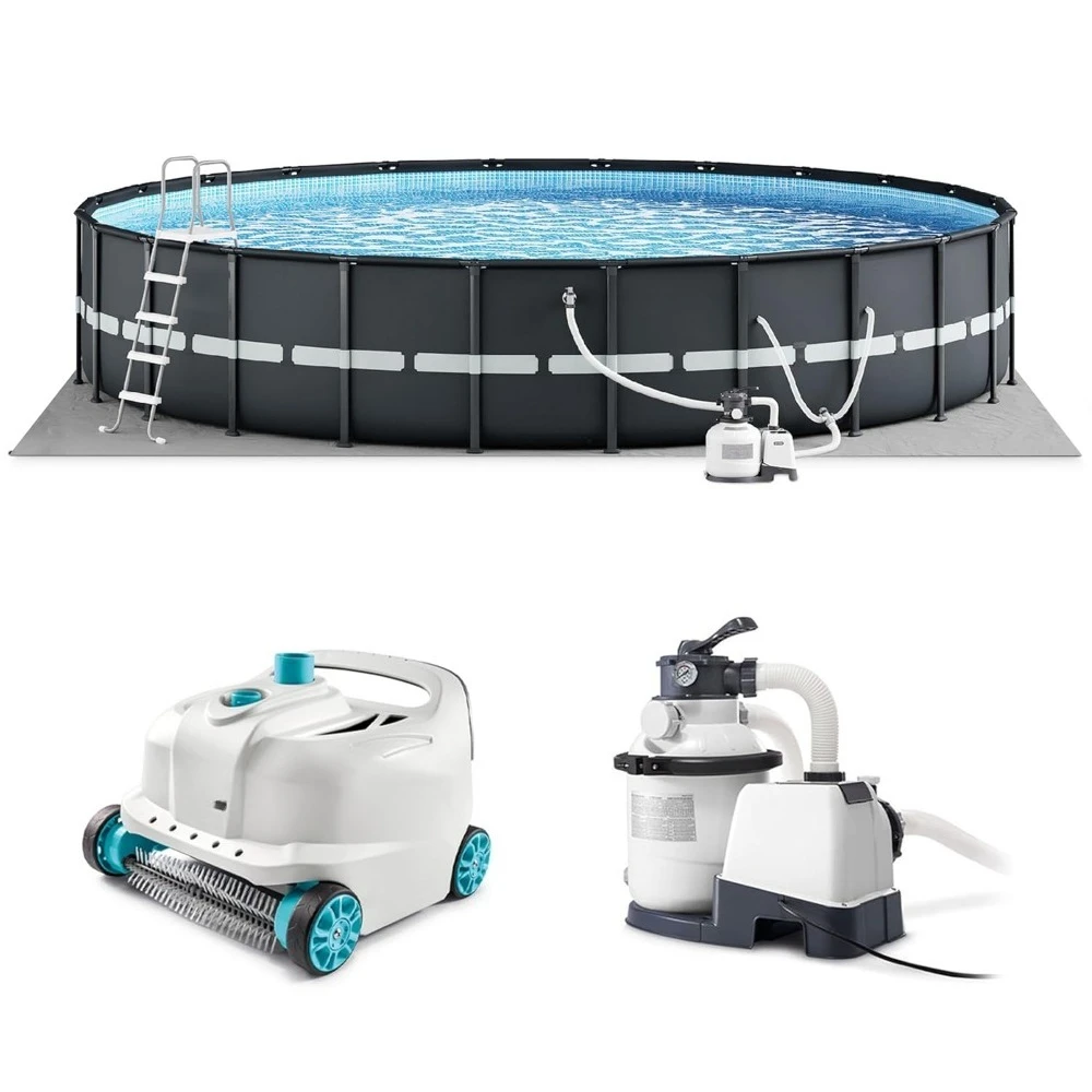 

Ultra XTR 18ft x 52in Above Ground Swimming Pool Set with Sand Filter Pump and Deluxe Automatic Vacuum, Customized