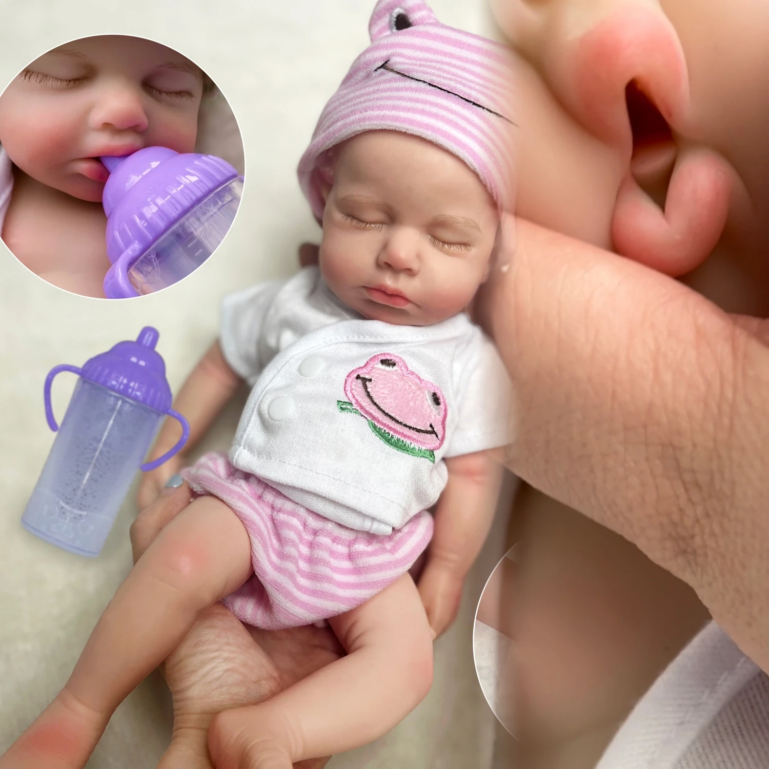 33cm Can Open Mouth Close Eyes Painted Solid Silicone LouLou Bebe Reborn Girl and Boy Waterproof Soft Newborn Baby Dolls For Kid