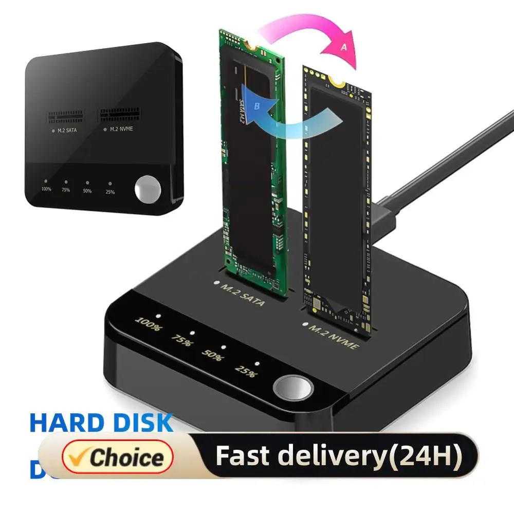 

M.2 SATA/NVMe Dual-Bay Docking Station Duplicator Offline Clone Hard Drive Docking Station Clone Duplicaotr M.2 SSD Duplicator