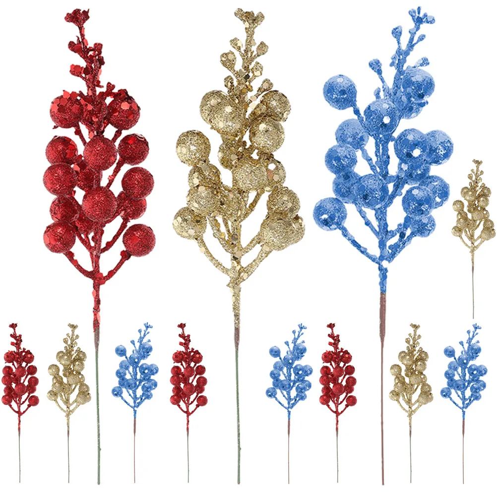 

12 Pcs Tree Branches For Decoration Berry Bunches Artificial Berry Stem Christmas Tree Decor Holiday Home VenueDecor