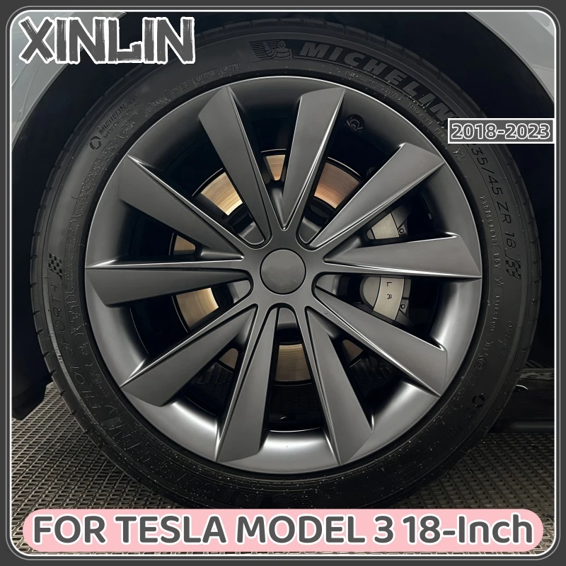 

4PCS Wheel Caps For Tesla Model 3 2020-2023 18 Inch HubCap Automobile Performance Replacement Hub Cap Full Rim Cover Accessories