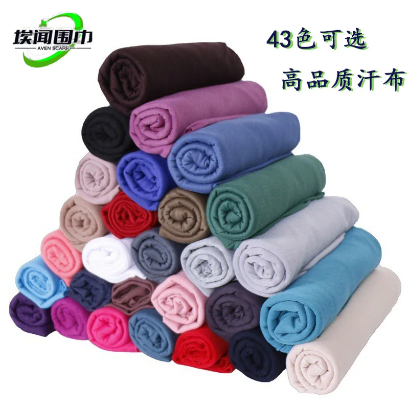 Spring Summer Solid Mercerized Cotton Scarf for Women, High Quality Stretch Breathable Indian Jersey Scarf BS82