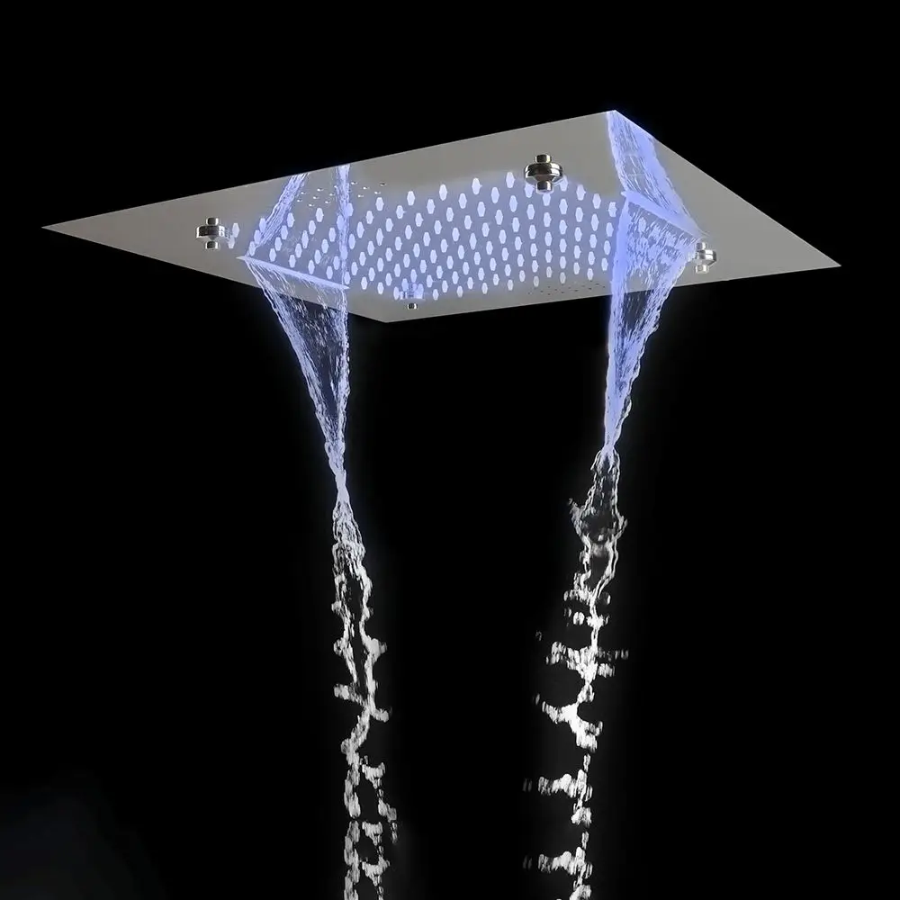 スマートLEDシャワーヘッド レインフォール レインマッサージ サーモスタット式 隠蔽型 浴室セット ポリッシュ仕上げ 天井取り付け レインフォール サーモスタット式