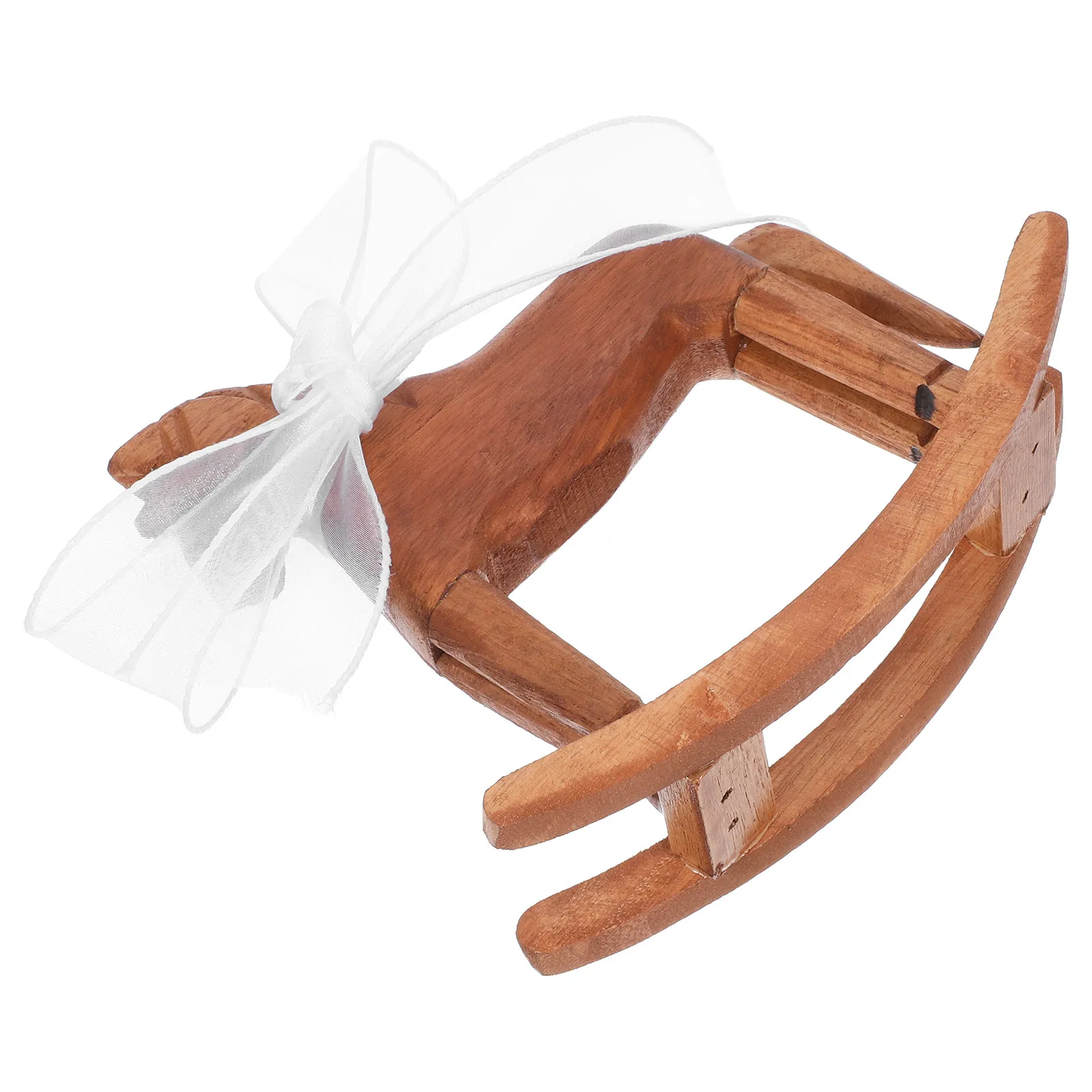 Vintage Wooden Rocking Horse Hand Polished Rustic Farmhouse Decor for Living Room Bedroom Office Shelf Bookshelf Tabletop