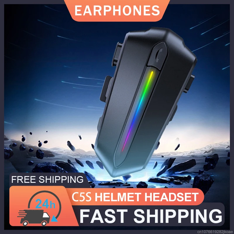 

C5S Motorcycle Helmet Bluetooth Headset IPX6 Waterproof CVC Noise Reduction HiFi Stereo HD Mic Call Music Earphones Long Standby