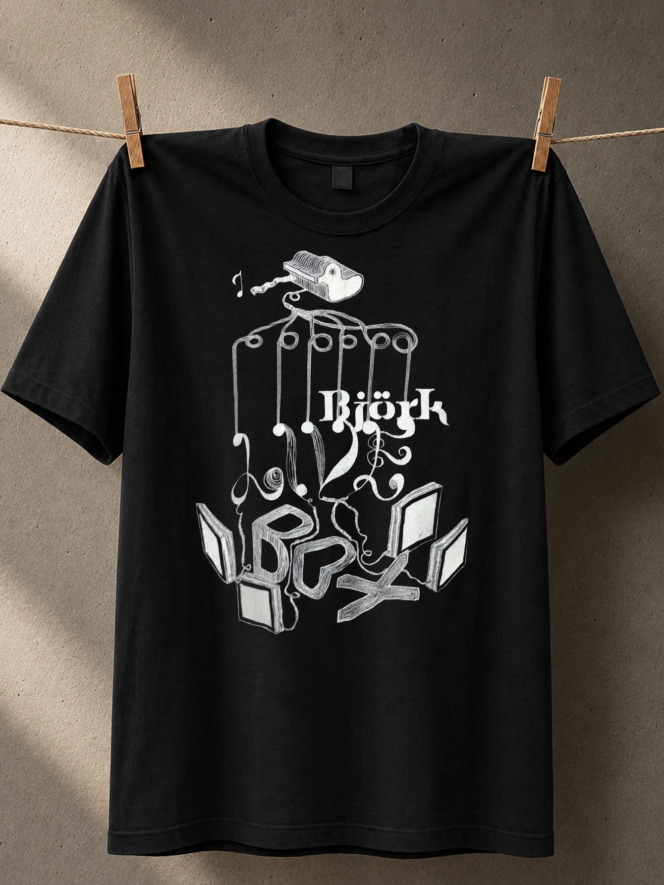 Bjork Doodle handdrawn music machines strings and note symbols in  sketch lines artistic avantgarde  Unisex All T-Shirt