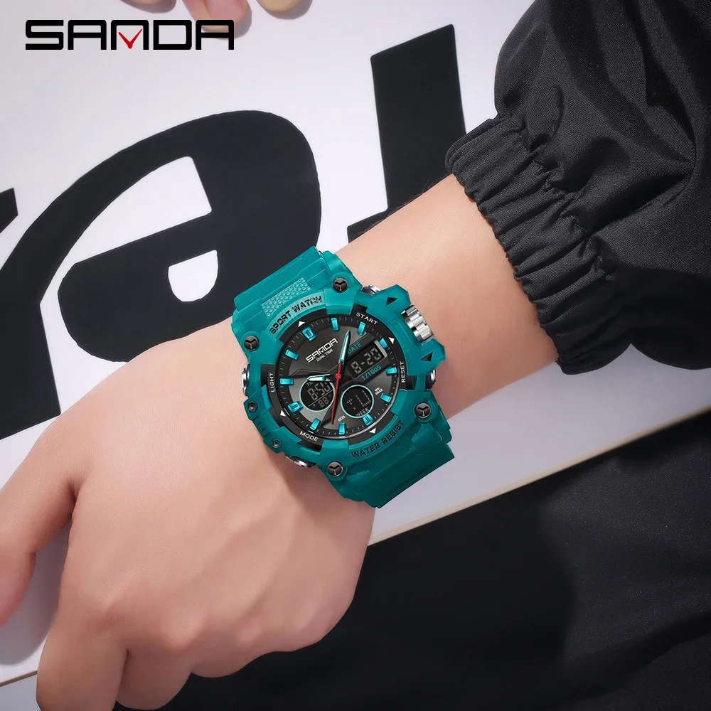 

SANDA Women's Sports Watch for Men Quartz Digital Dual Display Watches Shock Water Resistant Camping GYM Wristwatch 7W6225