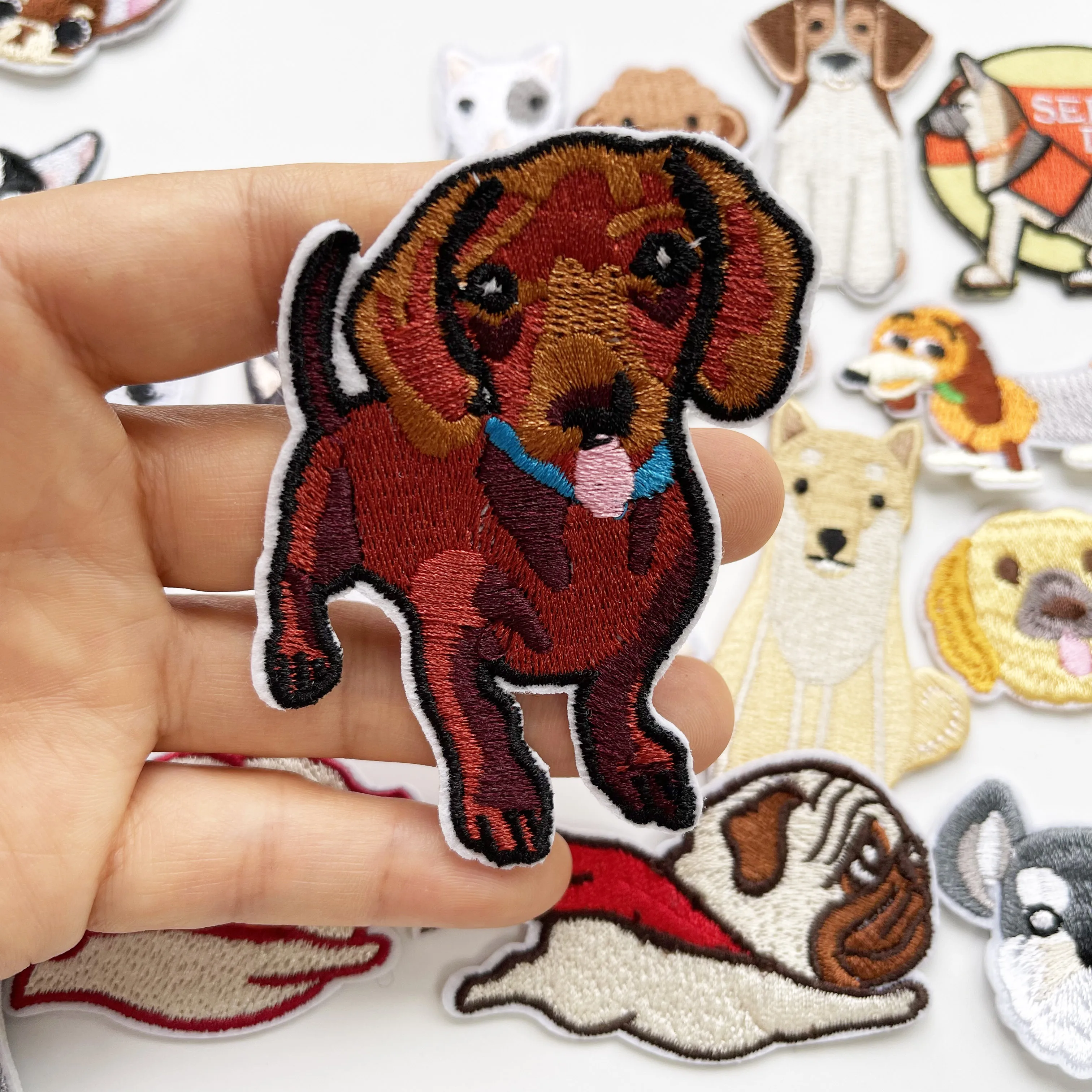 Cartoon/Dog Patches For Clothing Fox Husky Claw Pug Embroidered patch Thermoadhesive Iron on patches for Jacket DIY Sew Stickers