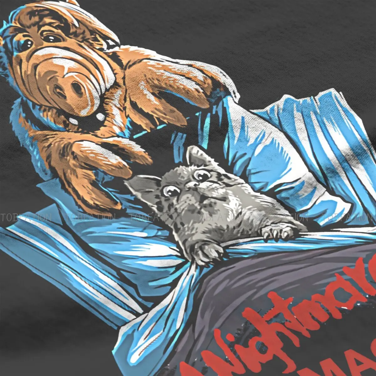 Nightmare on Melmac Casual TShirt ALF The Animated Series Creative Streetwear Casual T Shirt Men Short Sleeve Gift Clothes