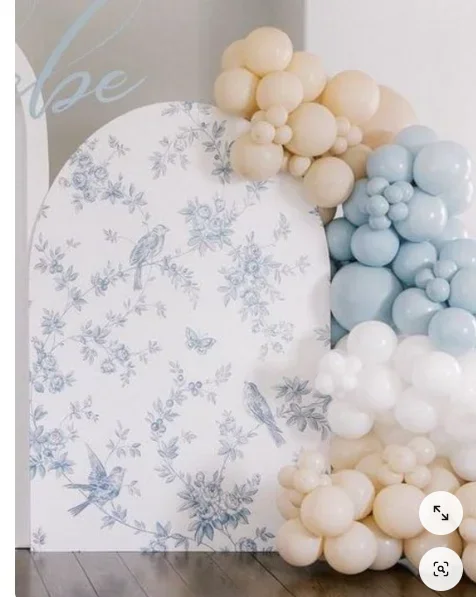 Mehofond Custom 2-Sided Flowers Birds Pattern Wedding Birthday Party Baby Shower Covers Chiara Arch Decor Backdrop Photo Studio