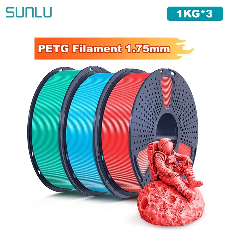 

SUNLU 3 кг PETG/прозрачная нить для 3D-принтера, катушка 1,75 мм, 1000 г (2,2 фунта), аккуратно розташоваемая нить без узла, подходит для большинства принтеров FDM
