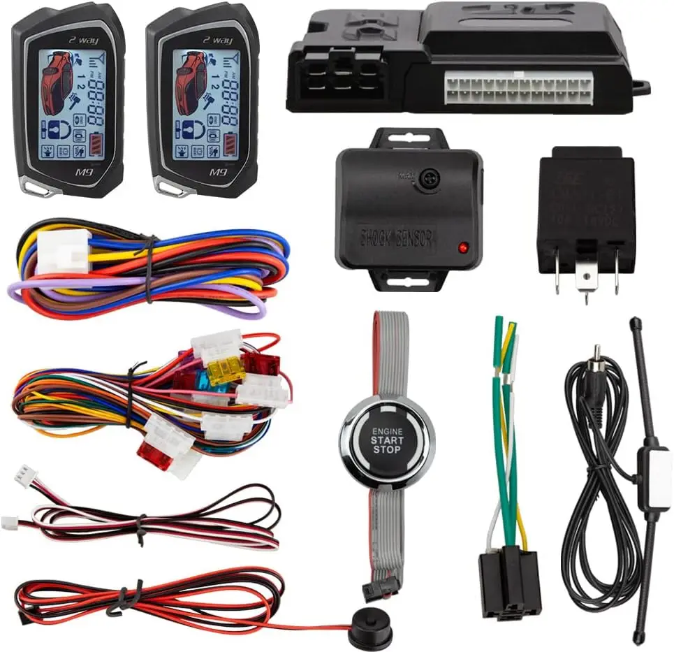 

EC207-M9 2-сторонняя автомобильная сигнализация с 1,73-дюймовым ЖК-дисплеем пейджера, кнопка запуска, дистанционный таймер двигателя, запуск двигателя, 12 В постоянного тока