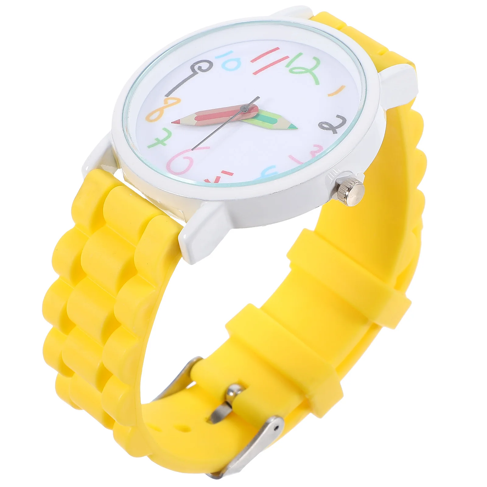 1 قطعة ساعة كارتون كوارتز تعلم ساعة اليد الصفراء دائم مريح هدية عيد ميلاد ل #5