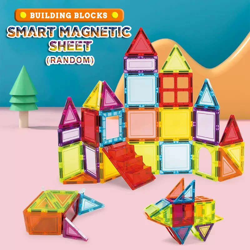 Magnetyczne płytki - Kryształowe, przezroczyste klocki 3D, magnetyczna arkuszowa zabawka - Niezbędne do klas STEM dla chłopców i dziewcząt w wieku 3+