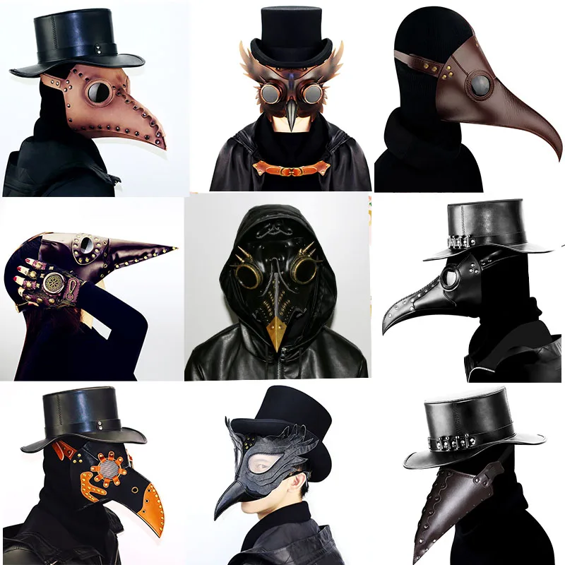 

Black Friday Steampunk Terror Halloween Party, Plague Beak Doctors Mask, Head Cap, Magic Gentleman Hat, Dance Props