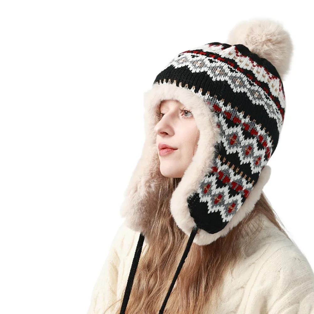قبعة شتوية مبطنة بالصوف من الفرو المقلد على الطراز الكوري غطاء أذن دافئ لركوب الدراجات والتزلج والأنشطة الخارجية #1