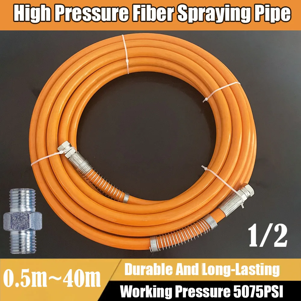 

0.5-40 Meter High-Quality Airless High-Pressure Spray Paint Pipe "Upgraded Double-Layer Fiber Hose" Connector 1/2 BSP 5075PSI